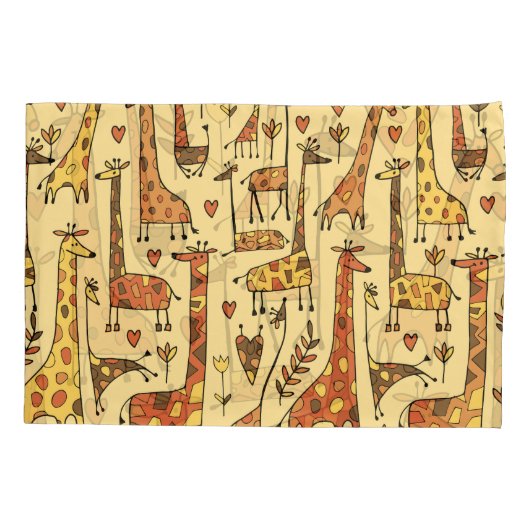 Giraffe Sketch, Spaß Nahtloses Design. Kissenbezug (Rückseite)