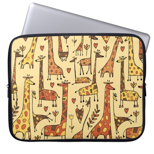 Giraffe Sketch, Spaß Nahtloses Design. Laptopschutzhülle (Vorderseite)