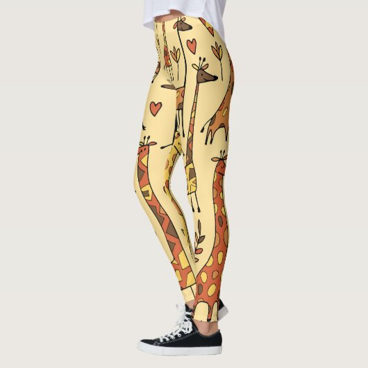 Giraffe Sketch, Spaß Nahtloses Design. Leggings (Links)
