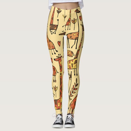 Giraffe Sketch, Spaß Nahtloses Design. Leggings (Vorderseite)