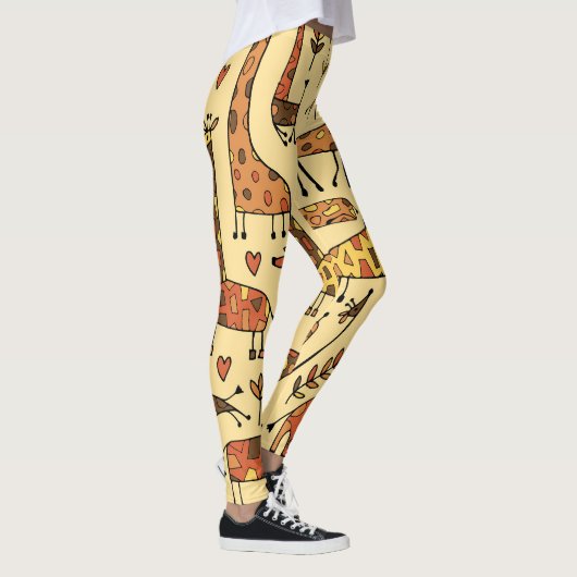 Giraffe Sketch, Spaß Nahtloses Design. Leggings (Rechts)