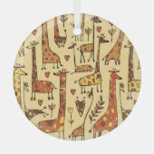 Giraffe Sketch, Spaß Nahtloses Design. Ornament Aus Glas (Vorderseite)