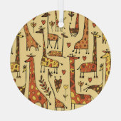 Giraffe Sketch, Spaß Nahtloses Design. Ornament Aus Glas (Rückseite)