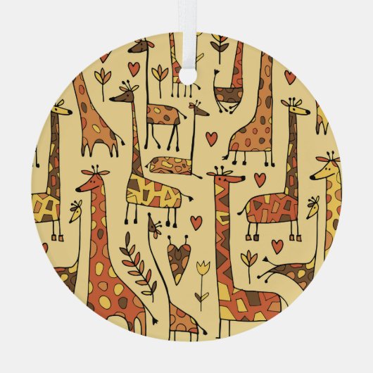 Giraffe Sketch, Spaß Nahtloses Design. Ornament Aus Glas (Rückseite)