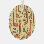 Giraffe Sketch, Spaß Nahtloses Design. Ornament Aus Glas (Vorderseite Rechts)