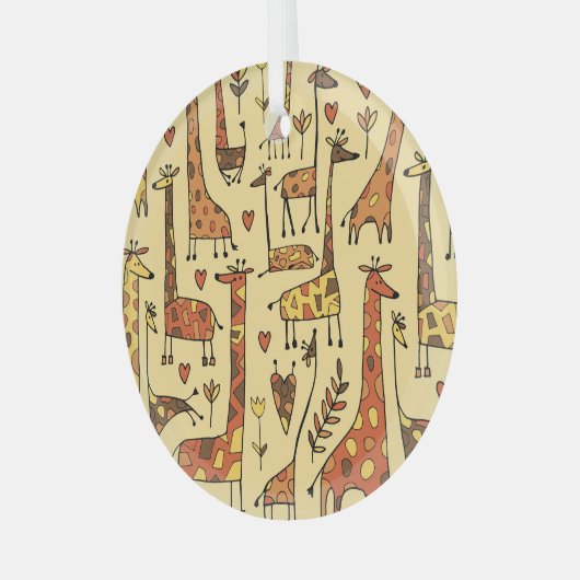 Giraffe Sketch, Spaß Nahtloses Design. Ornament Aus Glas (Vorderseite links)