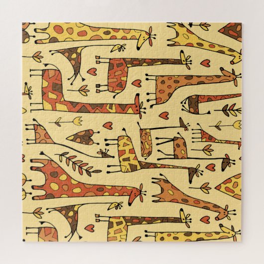 Giraffe Sketch, Spaß Nahtloses Design. Puzzle (Horizontal)