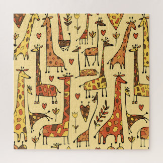 Giraffe Sketch, Spaß Nahtloses Design. Puzzle