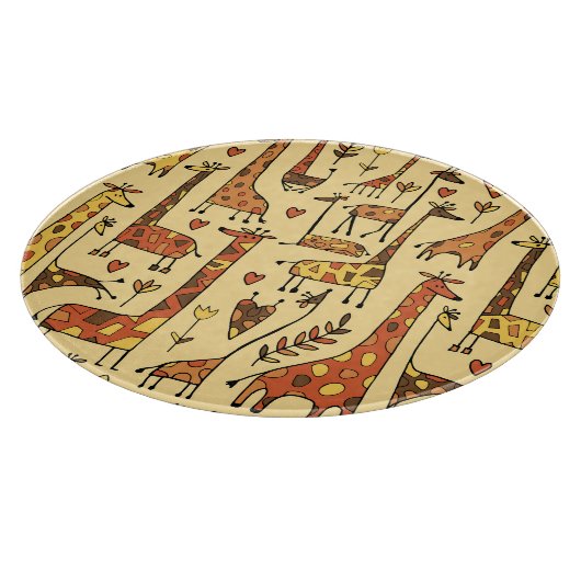 Giraffe Sketch, Spaß Nahtloses Design. Schneidebrett (Ecke)