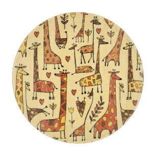 Giraffe Sketch, Spaß Nahtloses Design. Schneidebrett