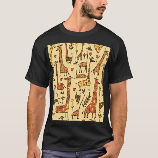 Giraffe Sketch, Spaß Nahtloses Design. T-Shirt (Vorderseite)