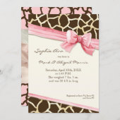 Giraffe Skin Pattern Ribbon n Bow Baby Girl Foto Ankündigung (Vorne/Hinten)