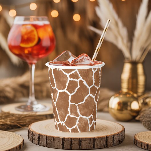 Giraffe Skin Pattern Saddle Brown ID1152 Pappbecher