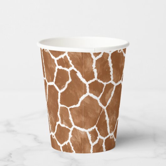 Giraffe Skin Pattern Saddle Brown ID1152 Pappbecher (Rechts)