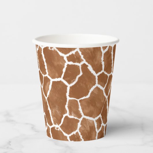 Giraffe Skin Pattern Saddle Brown ID1152 Pappbecher (Vorderseite)