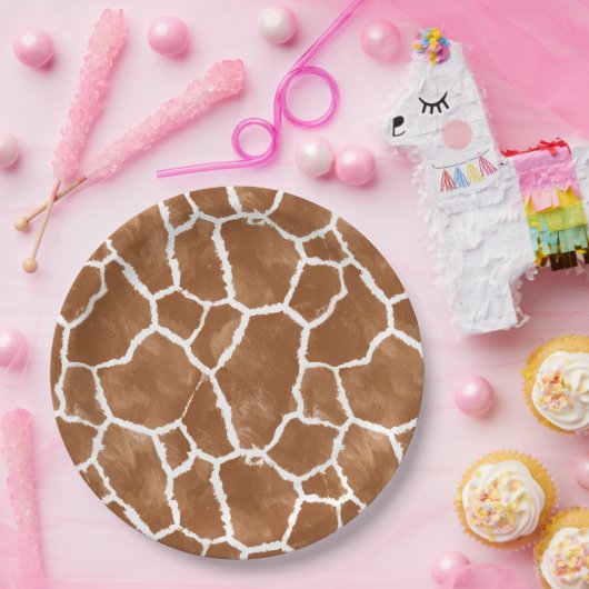 Giraffe Skin Pattern Saddle Brown ID1152 Pappteller (Party)