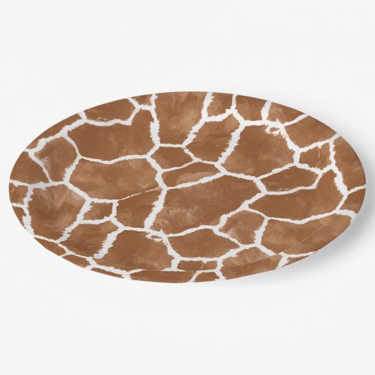Giraffe Skin Pattern Saddle Brown ID1152 Pappteller (Schrägansicht)