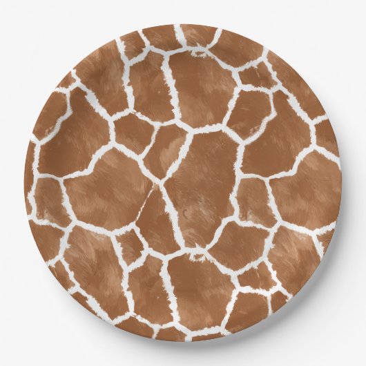 Giraffe Skin Pattern Saddle Brown ID1152 Pappteller (Vorderseite)