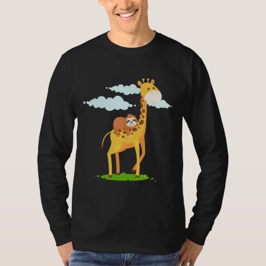 Giraffe Sloth Funny für Kinder T-Shirt (Vorderseite)