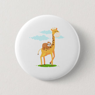 Giraffe Sloth Funny Gift für Kinder Button
