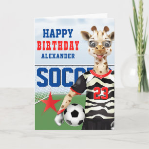 Giraffe Soccer Player Kindergeburtstag Karte