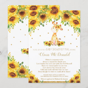 Giraffe Sonnenblume Blumen-Baby-Dusche von Mail Gi Einladung