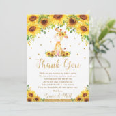 Giraffe Sonnenblume Kinderdusche Dankeskarte (Stehend Vorderseite)