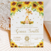 Giraffe Sonnenblumenblütendusche Girl Einladung