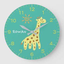Giraffe & Sonnenschein Personalisierte Kinderzimme Große Wanduhr