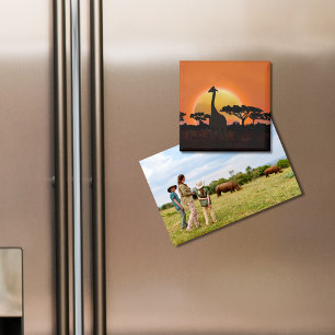 Giraffe Sonnenuntergang Magnet   Afrikanische Safa