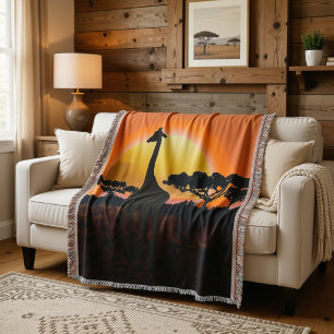 Giraffe-Sonnenuntergangs-Decke Afrikanische Safa Decke
