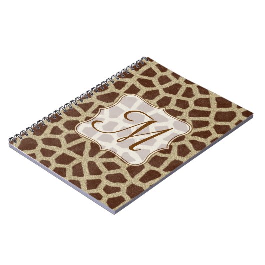 Giraffe Spot Animal Monogram, erstes Note Book Notizblock (Linke Seite)