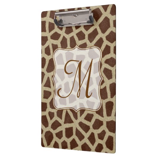 Giraffe Spot Animal Monogram Initial Clip Board Klemmbrett (Links)