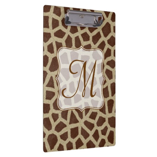 Giraffe Spot Animal Monogram Initial Clip Board Klemmbrett (Rechts)