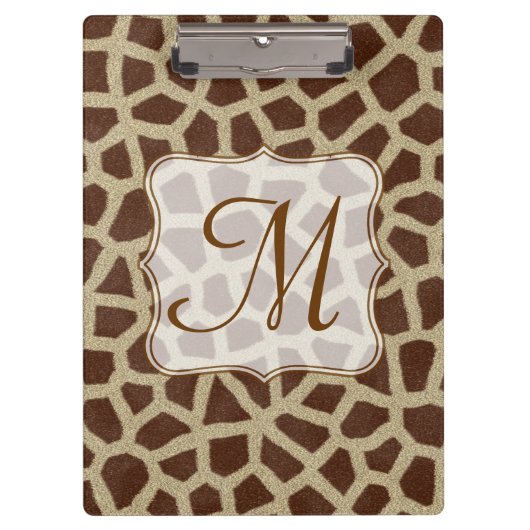 Giraffe Spot Animal Monogram Initial Clip Board Klemmbrett (Vorderseite)
