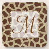 Giraffe Spot Animal Print Monogram Drink Untersetz Untersetzer (Vorderseite)