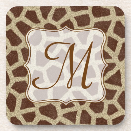 Giraffe Spot Animal Print Monogram Drink Untersetz Untersetzer (Vorderseite)