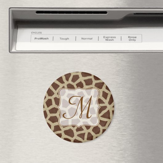 Giraffe Spot Animal Print Monogram Initial Magnet (In Situ (Geschirrspüler))