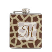 Giraffe Spot Animal Print Monogram Whiskey Flask Flachmann (Vorderseite)
