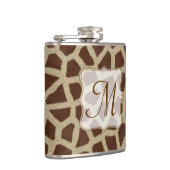 Giraffe Spot Animal Print Monogram Whiskey Flask Flachmann (Rechts)