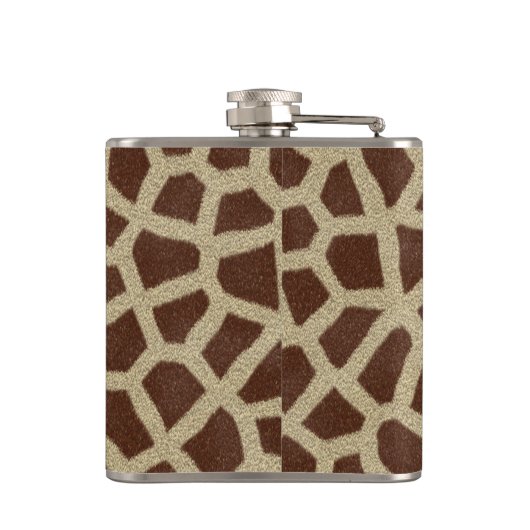 Giraffe Spot Animal Print Monogram Whiskey Flask Flachmann (Rückseite)