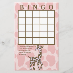 Giraffe Spots Rosa Bingokarte Briefpapier