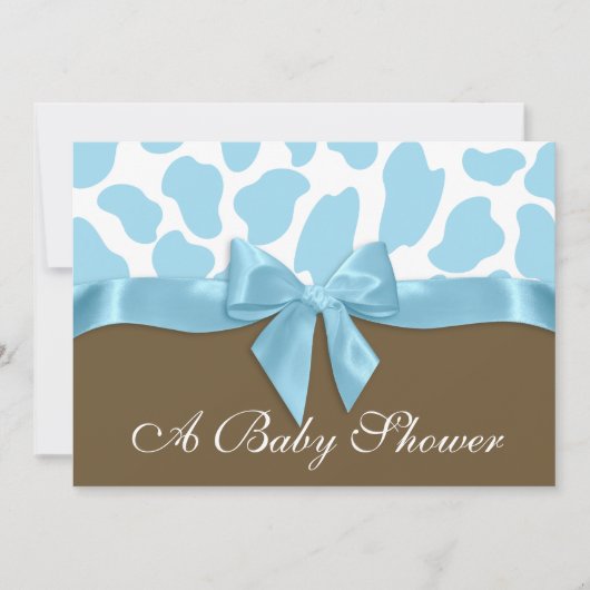 Giraffe Spots und Blue Bow Baby Shower Einladung (Vorderseite)