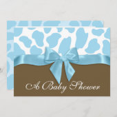 Giraffe Spots und Blue Bow Baby Shower Einladung (Vorne/Hinten)