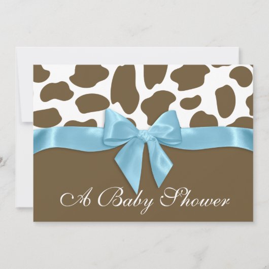 Giraffe Spots und Blue Bow Baby Shower Einladung (Vorderseite)