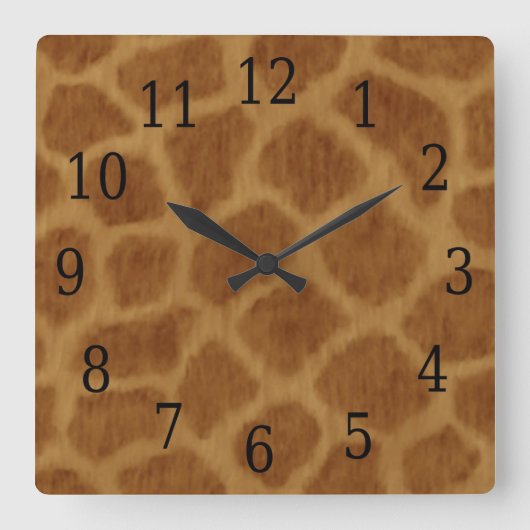 Giraffe Square Clock Quadratische Wanduhr (Vorderseite)