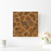 Giraffe Square Roman Numerals Clock Quadratische Wanduhr (Zuhause)