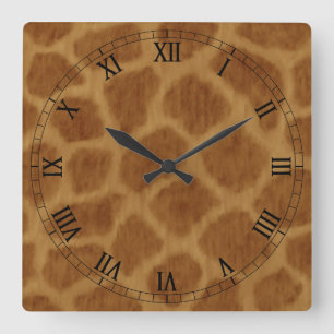 Giraffe Square Roman Numerals Clock Quadratische Wanduhr