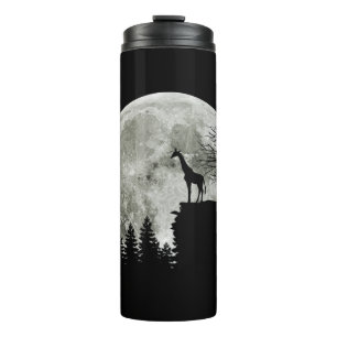 Giraffe Stand on Mountain Spooky Halloween Moon Thermosbecher