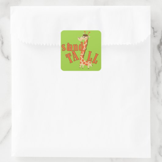 Giraffe Stand Tall Quadratischer Aufkleber (Tasche)